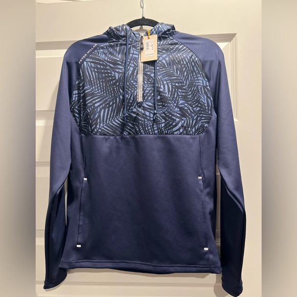 New Peter Millar Hyperlight Weld Hybrid Half-Zip Hoodie Pullover Mens Small